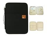 mygreen A4 Document Folder With Multiple Compartments, Portable File Organizer for Home Office Desktop and Daily Document Management (Large/Slim, Black)