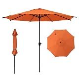 Abba Patio 9FT Lyon Outdoor Patio Umbrella Outdoor Table Umbrella with Crank Market Umbrella 8 Sturdy Ribs UV Protection Waterproof and Push Button Tilt for Garden Deck Backyard Pool,Orange