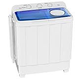 Auertech Portable Washing Machine, 28lbs Twin Tub Washer Mini Compact Laundry Machine with Drain Pump, Semi-automatic 18lbs Washer 10lbs Spinner Combo for Dorms, Apartments, RVs