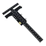 Leefasy T Shaped Wood Workings Scriber for Carpenter Layout and Measuring, Precision Woodworking Ruler Scribing Tool, Black Accessories Slide Ruler Marking Measuring Gauge, with Fine Tuning