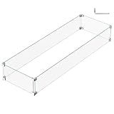 BriSunshine 41.5 x 13.5 x 6 Inch Glass Wind Guard for Propane Gas Fire Pit Table, Rectangular Thick Tempered Glass Shield, Firepit Glass Barrier with Aluminum Corner Bracket & Rubber Feet