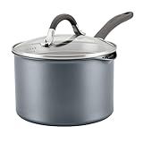 Circulon Scratch Defense Non Stick Saucepan with Lid 18cm - 2.8L Induction Saucepan with Straining Lid & Pouring Rims, Dishwasher & Oven Safe Cookware, Graphite Pewter Finish