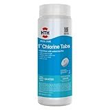 HTH 42049 Pool Care 1" Chlorine Tabs, Swimming Pool Sanitizer with Added Clarifier - Eliminates Bacteria & Algae, Makes Water Clean & Crystal Clear, Sanitizes & Protects - Slow Dissolving, 1.5 lbs