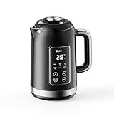Electric Kettle Temperature Control: OLEGA 1.5L Stainless Steel Smart Kettle Hot Water Boiler, 6 Temp Presets, 1200W Fast Boiling Electric Tea & Coffee Kettle, Electric Kettles Teapot for Home -Black