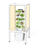 SJZX Hydroponics Growing System, Hydroponic Tower with Full-Spectrum Grow Lights, 5 Tiers Indoor Outdoor Garden Planter, Vertical Home Gardening Germination Kits for Vegetables, Fruits, Herb (25 Pods)