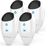 2025 Upgraded Ultrasonic Repeller & Insect Indoor Repeller, Ultrasonic Plug in Repellent for Roach, Rodent, Mouse, Bugs, Mosquito, Mice, Spider, Ant, Electronic Pest Deterrent, 4 Packs