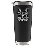 UNITED CRAFT SUPPLIES Groomsmen Gifts, Groomsmen Tumbler Personalized w/Engraved Initial, Name & Title, 20 Oz / 30 Oz, 3 Colors, Double Wall Stainless Steel Tumbler, Groomsmen Proposal D6
