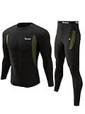 romision Thermal Underwear for Men, Fleece Lined Long Johns Hunting Gear Base Layer Bottom Top Set for Cold Weather A-Black