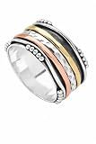 Rubicrafts 925 Sterling Silver Spinner Rings for Women, Yoga Maditation Spin rings Three Tone Handmade Rings Worry Ring, Thumb Ring, Fidget Rings, Promise Ring, Oxidised Ring Size US 9 Gift For Her