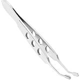 Gatuida Stainless Steel Meibomian Gland Forceps, Precision Tweezers for Eyelid Massage, Silver, 4.13 Inches