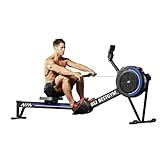 Rowing Machines for Home, Adjustable Air Resistance Rower Machine with Extra Long Rail, Ergonomic Comfort Seat, Device Holder, Easy Storage