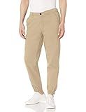 Amazon Essentials Men's Straight-Fit Washed Cotton Chino Jogger Pant, Khaki Brown, Large
