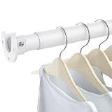 Closet Rods for Hanging Clothes, 17 to 84 Inch Heavy Duty Stepless Adjustable Closet Hanging Rod, 1.3 Inch Diameter Metal Closet Rod for Wardrobes Laundry Bedroom RV, White