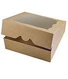 CHERRY 15-Pack 10"x10"x3"Brown Bakery Boxes with PVC Window for Pie and Cookies Boxes Large Natural Kraft Paper Box 10x10x3inch (Brown, 15)
