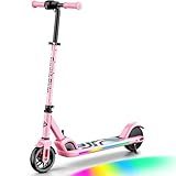 FanttikRide C9 Pro Kids Electric Scooter Ages 8-12, Colorful Rainbow Lights, E-Scooter for Kids 3.9-5.2 ft, 132 lbs, 5 Miles Range, Up to 40 min Ride Time, 5/8/10 MPH, 3 Adjustable Heights, Pink