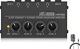HSCLPM Headphone Amplifier, HA400 4-Channel Metal Stereo Audio Amplifier, Mini Earphone Splitter with DC 12V Power Adapter, HA400d1 for Sound Mixer PC Guitar Studio Stage