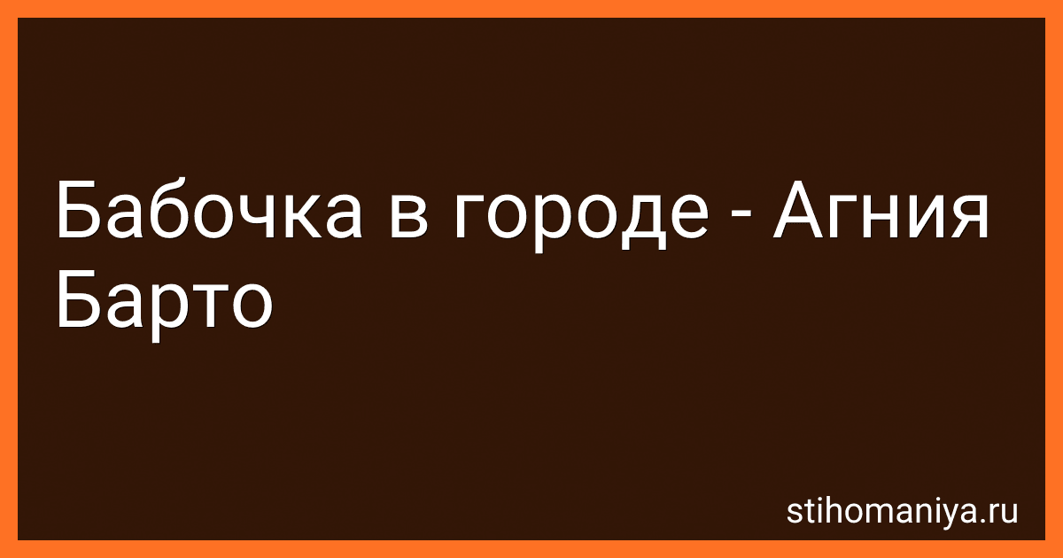 Бабочка в городе - Агния Барто image