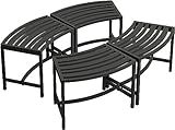 Mingyall Heavy Duty Curved Fire Pit Bench Set of 4, Metal Outside Seating, Outdoor Steel Backless Benches for Garden, Patio, Porch, Backyard, Plant Stand