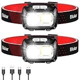 Blukar LED Headlamp Rechargeable,2000L Super Bright Headlight with Motion Sensor -Dimmable Brightness,8 Modes,Spotlight&Floodlight&Red Light Combination,IPX5 Waterproof for Hiking,Camping - 2 Pack