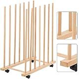 Large Art Storage Rack with Four Caster Wheels - Wooden Canvas Storage Stand Can Well Hold Up to 60" Drawing Boards, Prints, Panels, Paintings, and Artworks Display
