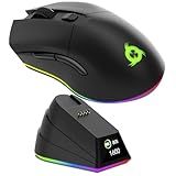 KLIM Blaze Pro Rechargeable Wireless Gaming Mouse with Charging Dock RGB & LCD Display - New Version - High-Precision Sensor and Long-Lasting Battery - Up to 6000 DPI - Great PC Gaming Mouse Wireless