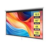 VIVOHOME 100 Inch 16:9 Pull Down Projector Screen, White