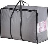 MISSLO Thick Over Size Storage Bag, Folding Organizer Bag, Under Bed Storage, College Carrying Bag for Bedding Comforters, Blanket, Clothes (Grey)