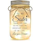 Sister Gifts - Mason Jar Night Lights with Warm Lights for Sisters, Unique Gifts for Sister Gift Ideas for Birthday Christmas Thanksgiving