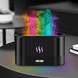 Flame Essential Oil Diffuser, 180ml Aromatherapy Diffuser with 7-Color LED Lights, Auto Shut-Off, Ultrasonic Cool Mist Humidifier for Home, Bedroom, Office, Gift (Black)