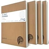 le vent A4 Grid Notebook Set – 4 Pack Graph Paper Journals, 100 Pages, 100gsm, Lay Flat, Eco-Friendly, 8.5x11 Hardcover Look for School, Office, Engineers & Students