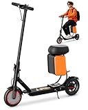 Electric Scooter with Seat for Adults and Teens, 19MPH 15Miles Long Range, 350W Motor, 8.5" Solid Tires, App Control, Dual Brake System - Foldable Commuter E Scooter with Seat and Storage Bag