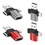 BUISAMG Data Blocker, 4-in-1 Universal USB Data Blocker, Protection from Illegal Downloading, Hacking Proof 100% Guaranteed, for iPhone 15 16 and Any USB Device Charging (Grey+Red 4-Pack)