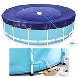 24 Ft Pool Covers for Above Ground Pools with Automatic Siphon Drain, Extra Thick Heavy-Duty Round Winter Pool Cover, Stop Waterlogging, 2-in-1 Tear-Proof UV-Resistant Pool Tarps with Pulley and Cab
