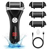 Electric Foot Callus Remover Kit, Elmchee Rechargeable Pedicure Tools Foot Care Feet File with 3 Roller Heads,2 Speed,Battery Display for Remove Cracked Heels Calluses and Dead Skin(Black)