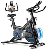 Wenoker Stationary Exercise Bike for Home Gym – Bluetooth App Compatible Indoor Cycling Bike with Silent Belt Drive, 350LB Capacity, Heart Rate Monitor, Adjustable Seat & Handlebars, iPad Holder, LCD Monitor, Heavy-Duty Spin Bike for Cardio Workout