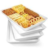 WOWBOX 4 pcs Serving Tray for Party, Grilling Accessories, Serving Platters for Snacks, Fruit, Reusable Plastic Trays for Serving Food and Pantry Organization in Kitchen & for Mothers Day Parties