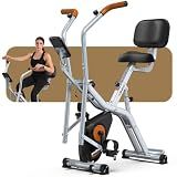 Pooboo Exercise Bike,Foldable 2-in-1 Elliptical & Stationary Cycling Bike,Silent Indoor Fitness Bike for Home & Rehab,Adjustable Seat & Handrail, 8 Level Magnetic Resistance,LCD Monitor, 300LBS Weight Capacity
