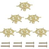 LLDYNW 6 pcs Ship Rudder Handles Ship Helm Cabinet Knobs Ocean Theme Knobs Zinc Alloy Handles Dresser Knobs Furniture Door Single Hole Pull Handles (Gold)