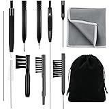 Patelai 12 Pieces Hearing Aid Cleaning Kit Multi Functional Hearing Aid Brush Cleaning Tools for Earbuds, Headphones, Amplifiers with Wax Loop and Magnet Set with Bag, Gifts for Relatives