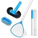 TidyMister 4-in-1 Spa Cleaning Set - Hot Tub Small Pools Maintenance Accessories Kit with Skimmer Net Round Brush Scrubber and 2ft Pole