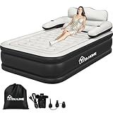 YITAHOME FullXL Size Air Mattress with Headboard and Pump, 18in Blow Up Mattress with Carry Bag, Repair Kit, and Nozzles for Home, Camping, and Travel, Black