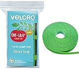 VELCRO Brand Adjustable Plant Ties | 75 ft x 1/2 in Green Garden Tape | Reusable, Cut-to-Length Hook & Loop Plant Support for Staking, Training & Organizing Tomatoes, Vines, and Flowers