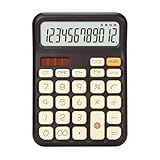 Pendancy Calculators Desktop, Basic 4 Function Handheld Desk Calculator with Solar Battery Dual Power, 12 Digit Large LCD Display Big Button for Office School Home Use (Brown)
