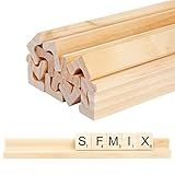 Bright Creations Scrabble Tile Holder Trays & Letter Racks - 12-Pack Brown 7.5 x 0.75 x 0.85 in - Wooden Holders for Scrabble Tiles & Crafts