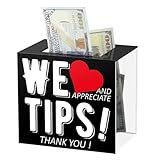 Beeveer Acrylic Tip Jar for Bartender Bars 6 x 4 x 5 Inch Tip Collection Box Donation Suggestion Box Money Storage Container for Restaurants Musicians Driver