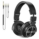 PUPGSIS Wired Over Ear Headphones: Studio Monitor Headphones - Professional 50mm Drivers 40kHz DJ Stereo Headphones - 1/4 to 3.5mm Audio Jack for Recording/Mixing/Podcast/Guitar/Keyboard