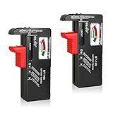 2Pcs Battery Tester Checker, Universal Battery Checker for AA AAA C D 9V 1.5V Button Cell Household Batteries Smal Electrical Monitor Meter Equipment (Requires No Battery for Operating)