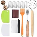 Jierjiaas Danish Dough with Sourdough Scoring Tool-Bread Whisk Set of 6 Pieces-Dough Hook,Dutch Whisk,Bread Lame,Bench Scraper & Pastry Brush Bread Making Tools and Baking Supplies