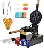 HTTSICHI Bubble Waffle Maker - Commercial Egg Waffle Maker w/Non-stick, Temperature and Timers, 1400W Hong Kong Egg Waffle Iron w/Rotating Baking Pan, Stainless Steel Bubble Waffle Machine Restaurants