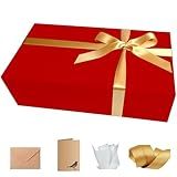 CECOBOX - Gift Boxes with Lids for Presents 13"x8.5"x4" - Matte, Collapsible Magnetic Closure Gift Box - Groomsmen & Bridesmaid Proposal Boxes, Wedding, PR, Birthdays, Holidays (Red)